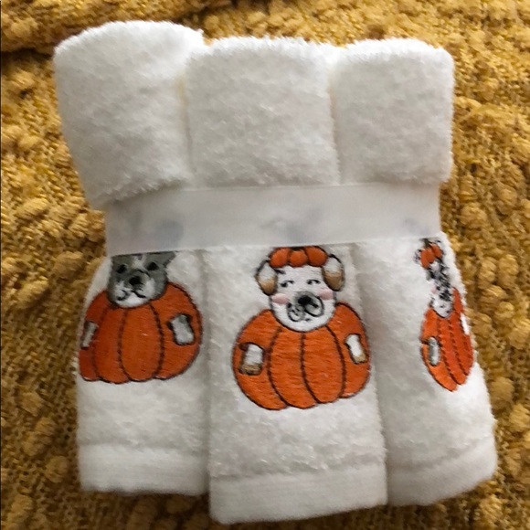 Wash towels set 6 embellished dogs pumpkin design - Picture 6 of 6